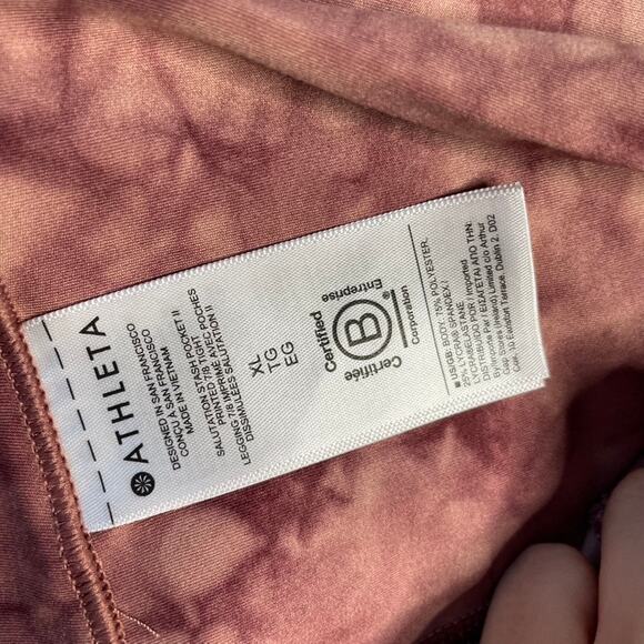 ATHLETA Salutation Stash Pocket ii Printed 7/8 Tight Extra Large XL Tye Die Pink - Picture 5 of 6